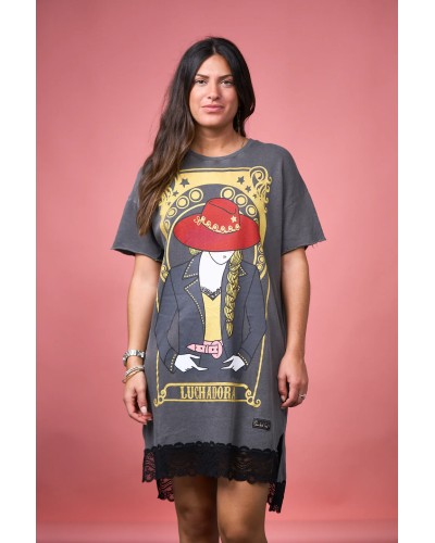 Vestido Luchadora Anabel Lee – oversize con glitter y puntilla
