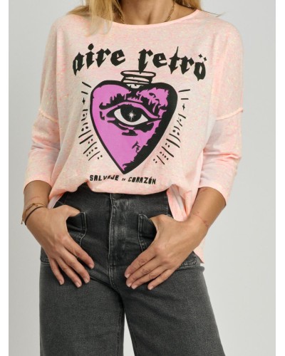 CAMISETA "SALVAJE de CORAZÓN" ROSA AIRE RETRO