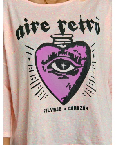 CAMISETA "SALVAJE de CORAZÓN" ROSA AIRE RETRO