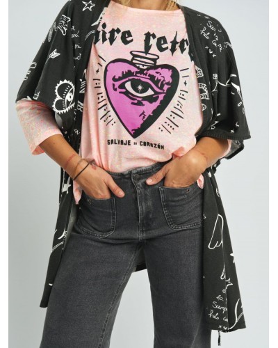 CAMISETA "SALVAJE de CORAZÓN" ROSA AIRE RETRO