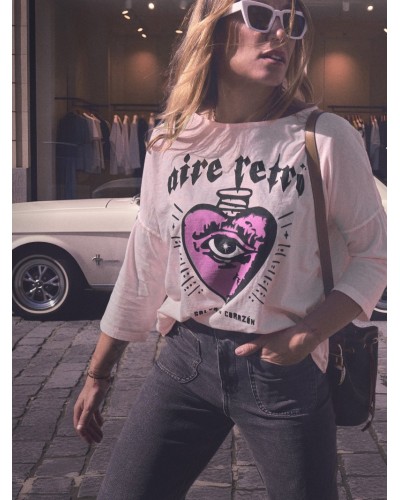 CAMISETA "SALVAJE de CORAZÓN" ROSA AIRE RETRO