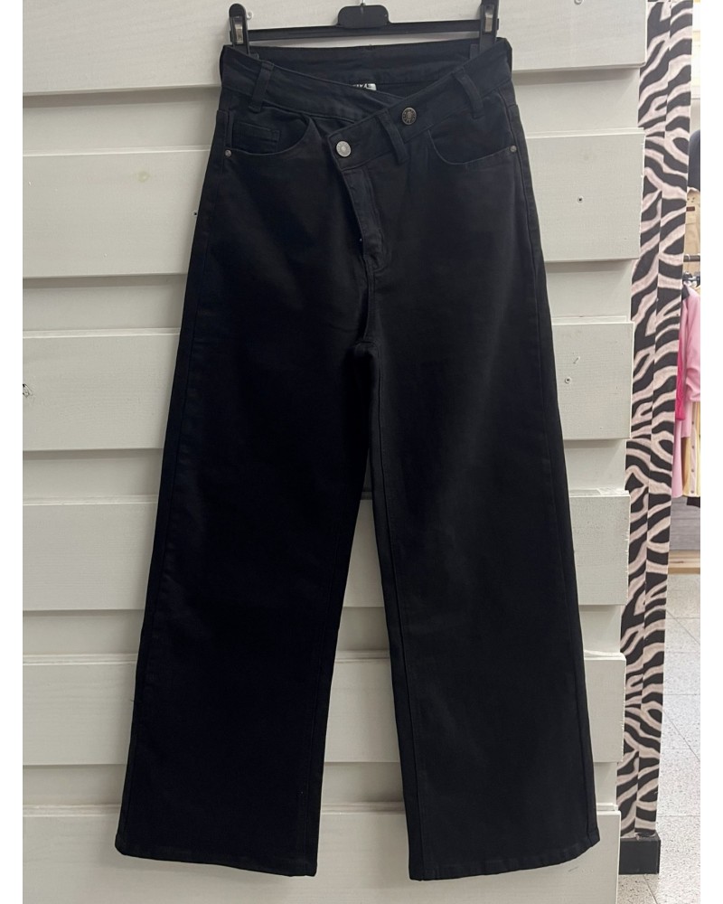 JEANS CRUCE WIDE LEG NEGRO