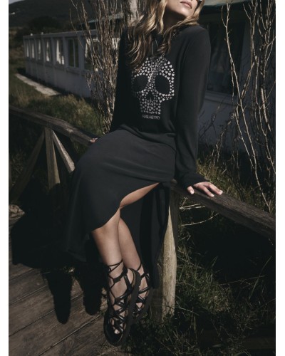 Vestido largo aire retro “Calaveritas” – estética vintage con chispa