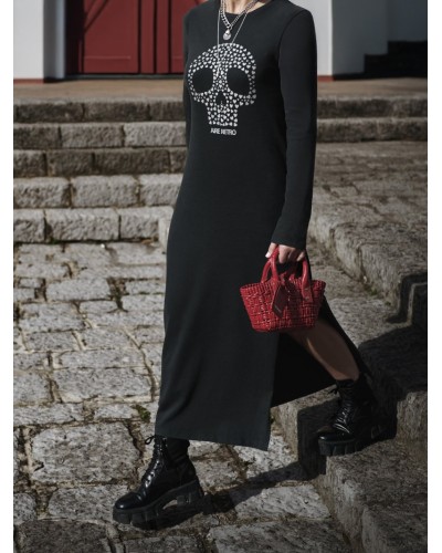 Vestido largo aire retro “Calaveritas” – estética vintage con chispa