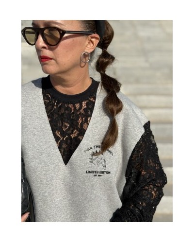SUDADERA OVER LACE REBEL NOC THE BRAND