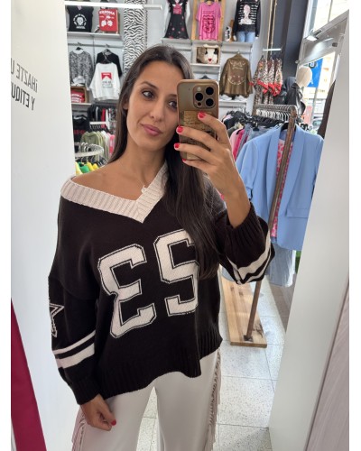 JERSEY "23" CHOCOLATE AND BEIGE JERSEY "23" CHOCOLATE AND BEIGE