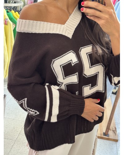 JERSEY "23" CHOCOLATE AND BEIGE JERSEY "23" CHOCOLATE AND BEIGE