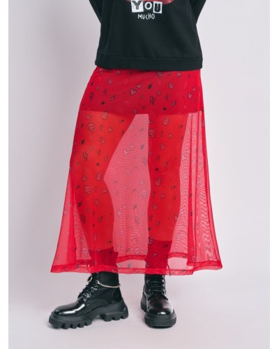 FALDA TUL "SARA" ROJA AIRE RETRO FALDA TUL "SARA" ROJA AIRE RETRO