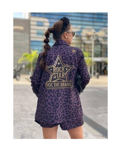 Blazer “Insignia” – Leopardo berenjena + efecto militar · Noc The Brand Blazer “Insignia” – Leopardo berenjena + efecto militar · Noc The Brand