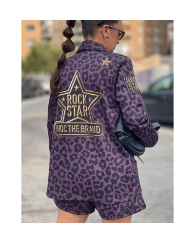 Blazer “Insignia” – Leopardo berenjena + efecto militar · Noc The Brand Blazer “Insignia” – Leopardo berenjena + efecto militar · Noc The Brand
