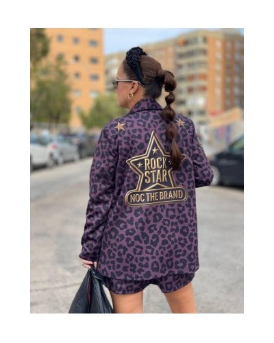Blazer “Insignia” – Leopardo berenjena + efecto militar · Noc The Brand Blazer “Insignia” – Leopardo berenjena + efecto militar · Noc The Brand