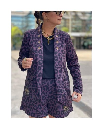 Blazer “Insignia” – Leopardo berenjena + efecto militar · Noc The Brand Blazer “Insignia” – Leopardo berenjena + efecto militar · Noc The Brand