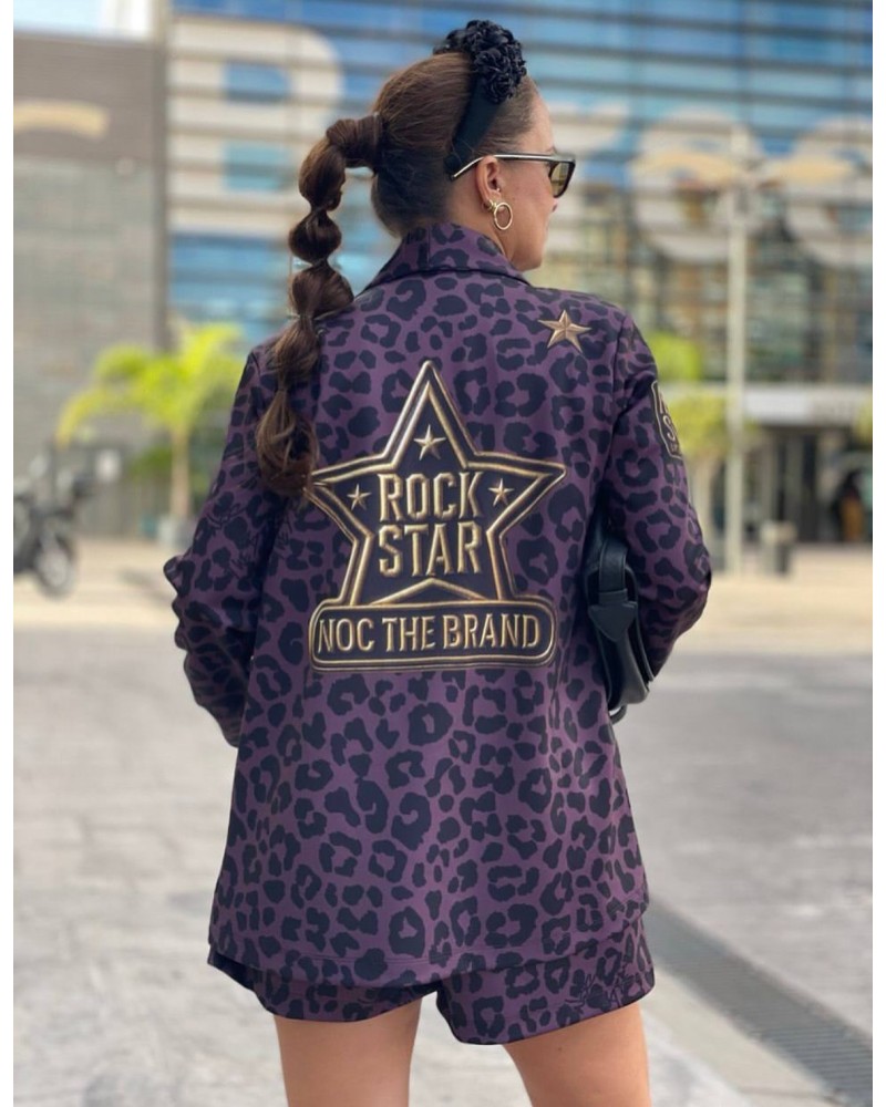Blazer “Insignia” – Leopardo berenjena + efecto militar · Noc The Brand Blazer “Insignia” – Leopardo berenjena + efecto militar · Noc The Brand