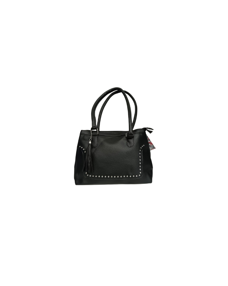 Bolso Polipiel Negro tacheulas· Actitud, flecos y estilo urbano | Pensando en Ti