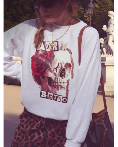 SUDADERA "SUEÑO LUEGO EXISTO" BLANCA AIRE RETRO