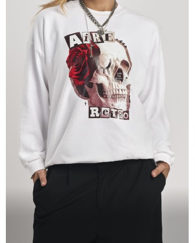 SUDADERA "SUEÑO LUEGO EXISTO" BLANCA AIRE RETRO