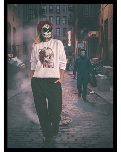 SUDADERA "SUEÑO LUEGO EXISTO" BLANCA AIRE RETRO