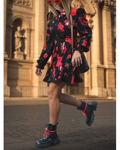 VESTIDO "ROSAS Y CALAVERAS" CORTO AIRE RETRO