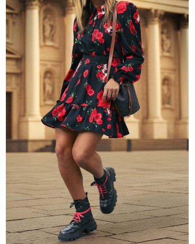 VESTIDO "ROSAS Y CALAVERAS" CORTO AIRE RETRO