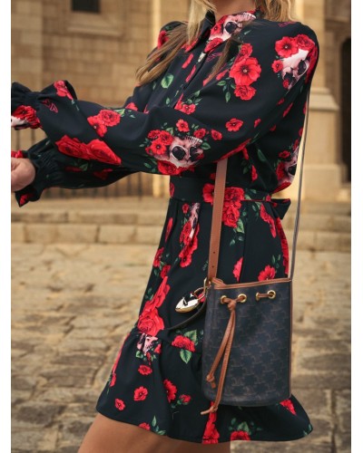 VESTIDO "ROSAS Y CALAVERAS" CORTO AIRE RETRO