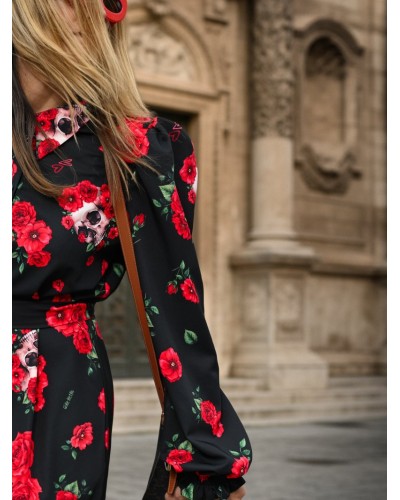 VESTIDO "ROSAS Y CALAVERAS" CORTO AIRE RETRO