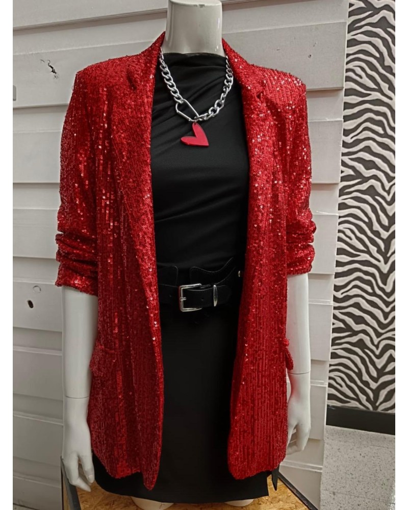 Blazer Pailleté Fiesta – Americana de lentejuelas roja ideal para celebrar