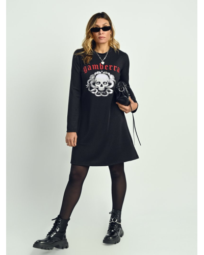 Vestido Negro Lurex Brillante “Gamberra” Aire Retro – Diseño Retro con Foil Plata