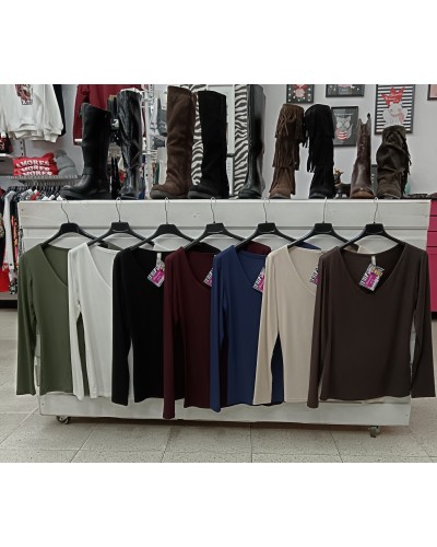 Camiseta básica manga larga – colores suaves | Pensando En ti Shop