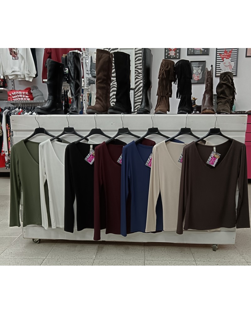 Camiseta básica manga larga – colores suaves | Pensando En ti Shop