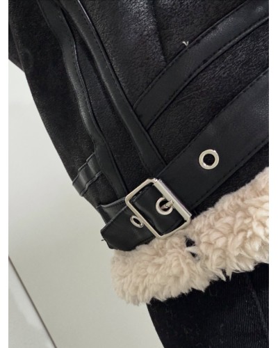 Chaqueta aviador borreguito negra | Abrigo aviador_Pensando en ti