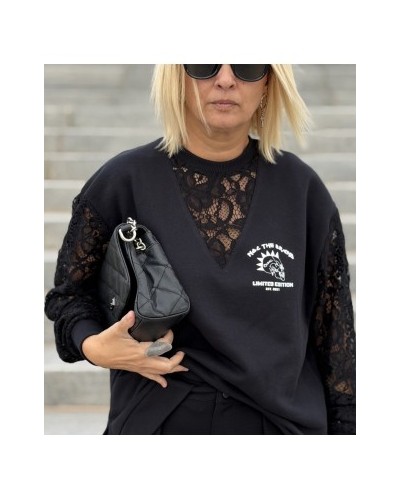 Sudadera Lace Rebel Negra | NOC The Brand – Estilo Urbano y Exclusivo