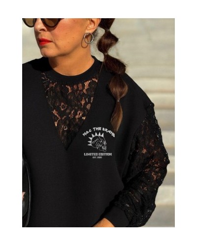 Sudadera Lace Rebel Negra | NOC The Brand – Estilo Urbano y Exclusivo