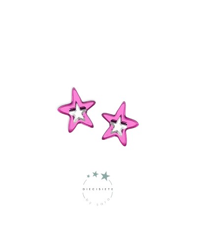 PENDIENTES MINI ESTRELLITA DOBE ROSA Y PLATA 17 BY SARA