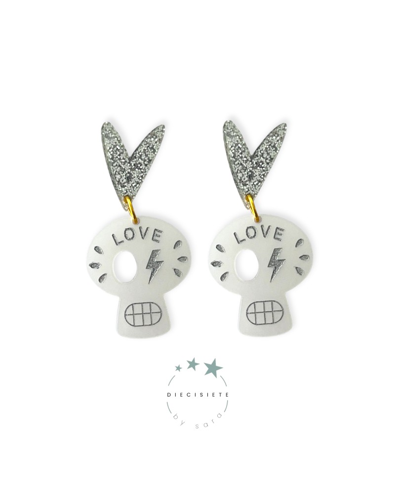 PENDIENTES LOVE SKULL PLATA 17 BY SARA