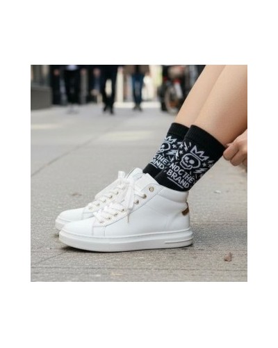 CALCETIN ROYAL SKULL BLANCO Y NEGRO