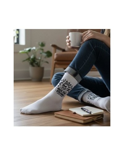 CALCETIN ROYAL SKULL BLANCO Y NEGRO