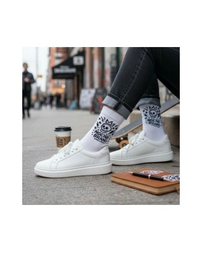 CALCETIN ROYAL SKULL BLANCO Y NEGRO