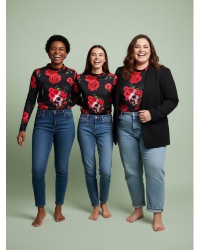 CAMISETA "ROSAS" NEGRA