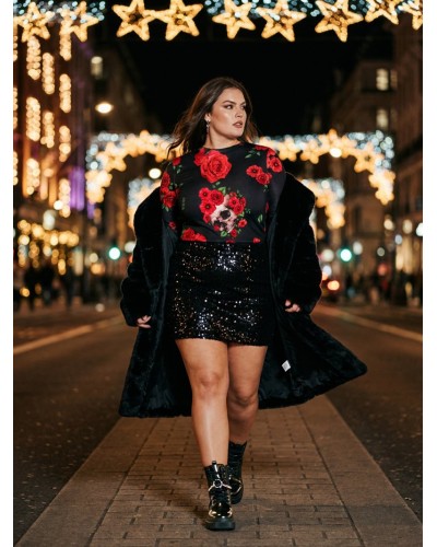 CAMISETA "ROSAS" NEGRA