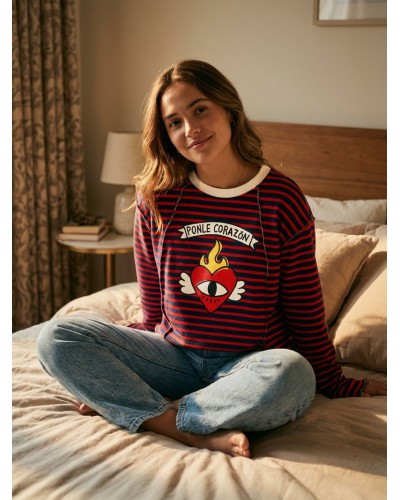 SUDADERA "PONLE CORAZÓN" AZUL/BLANCA