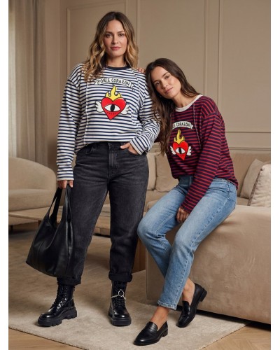 SUDADERA "PONLE CORAZÓN" AZUL/BLANCA