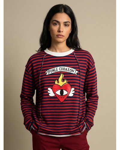 SUDADERA "PONLE CORAZÓN" AZUL/BLANCA