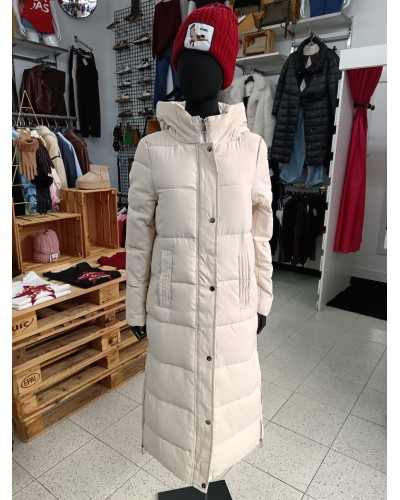 Abrigo Barcelona Largo Beige Mujer | Abrigo Juvenil Cálido y con Capucha