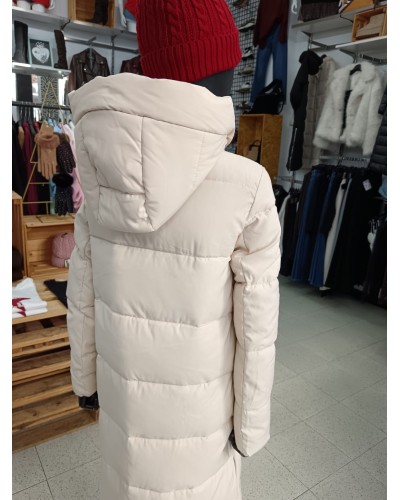 Abrigo Barcelona Largo Beige Mujer | Abrigo Juvenil Cálido y con Capucha