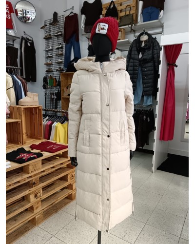 Abrigo Barcelona Largo Beige Mujer | Abrigo Juvenil Cálido y con Capucha