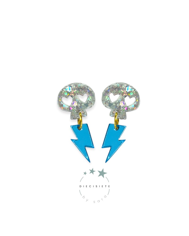 Pendientes Thunder Skull Plata y Skull - 17 BY SARA