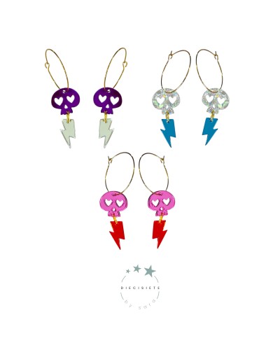 Pendientes Aro Skull Thunder - 17 BY SARA
