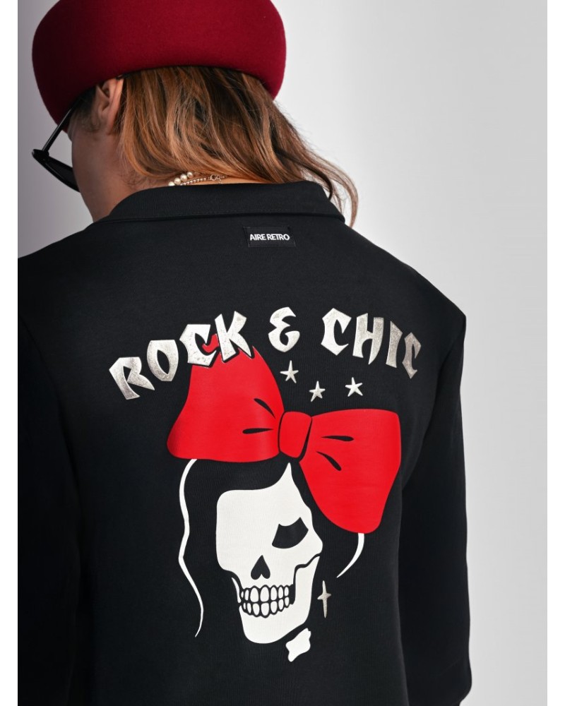 Vestido Rock & Chic Negro – LBD Retro con Botones Plata | Aire Retro