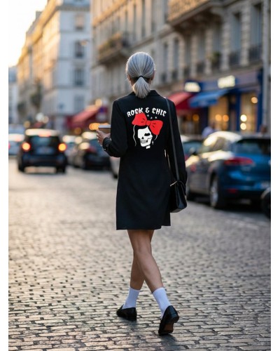 Vestido Rock & Chic Negro – LBD Retro con Botones Plata | Aire Retro