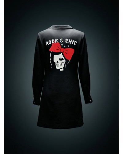 Vestido Rock & Chic Negro – LBD Retro con Botones Plata | Aire Retro